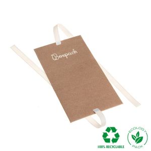 Caja de cartón kraft automontable con lazo grosgrain crema para joyas bisutería y joyería 100x62x58 mm FL-1-K