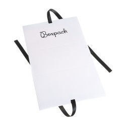 Caja de cartón blanca automontable con lazo satén negro para joyas bisutería y joyería 150x88x82 mm FL-2-B