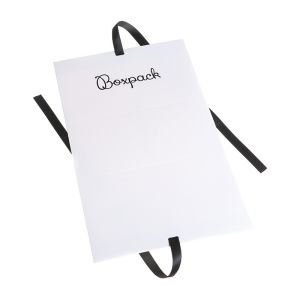 Caja de cartón blanca automontable con lazo satén negro para joyas bisutería y joyería 150x88x82 mm FL-2-B