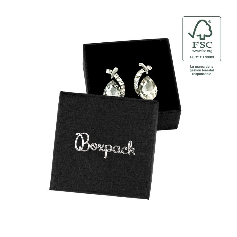 Caja de cartón fsc® para pendientes color negro 50x50x23 mm F40-N