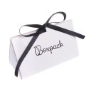 Caja de cartón blanca automontable con lazo satén negro para joyas bisutería y joyería 150x88x82 mm FL-2-B