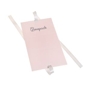 Caja de cartón rosa cuarzo automontable con lazo satén gris para joyas bisutería y joyería 100x62x58 mm FL-1-RC