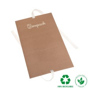 Caja de cartón kraft automontable con lazo grosgrain crema para joyas bisutería y joyería 150x88x82 mm FL-2-K