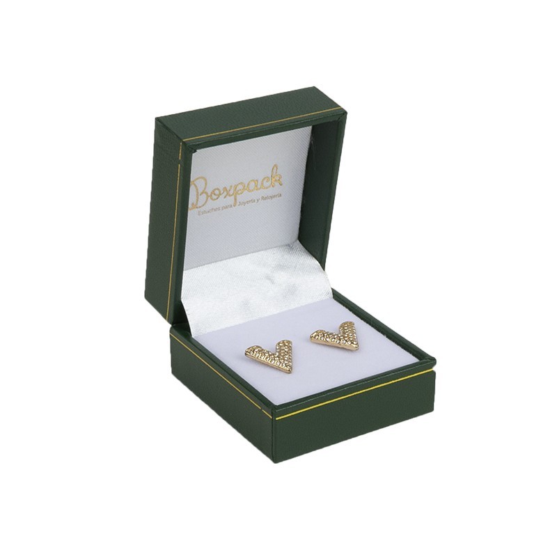 Estuche polipiel verde para pendientes 47x53x30 mm. J-07-V