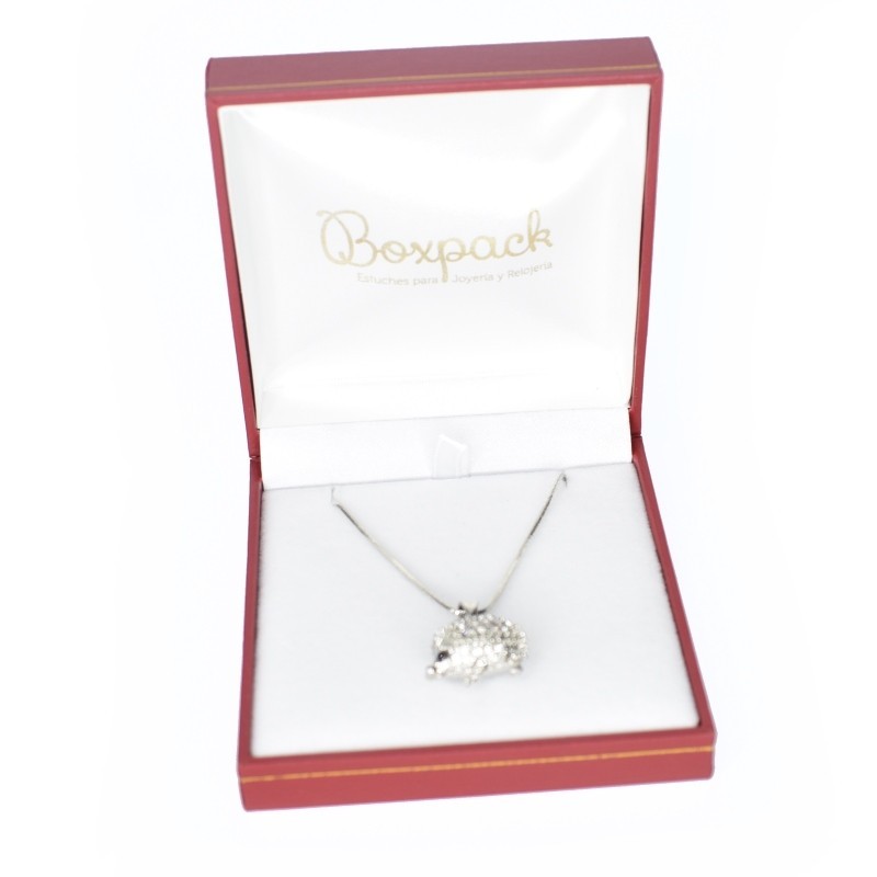 Estuche polipiel rojo para colgante 87x91x30 mm. J-09-C-R