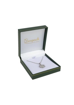 Estuche polipiel verde para colgante 87x91x30 mm. J-09-C-V