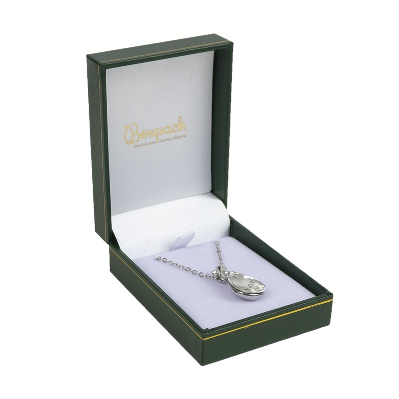 Estuche polipiel verde para colgante 59x79x30 mm. J-04-C-V