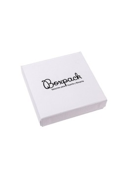 Caja de cartón para conjunto de colgante de joyería y bisutería 86x86x24 Mm color blanco texturizado  mp-80