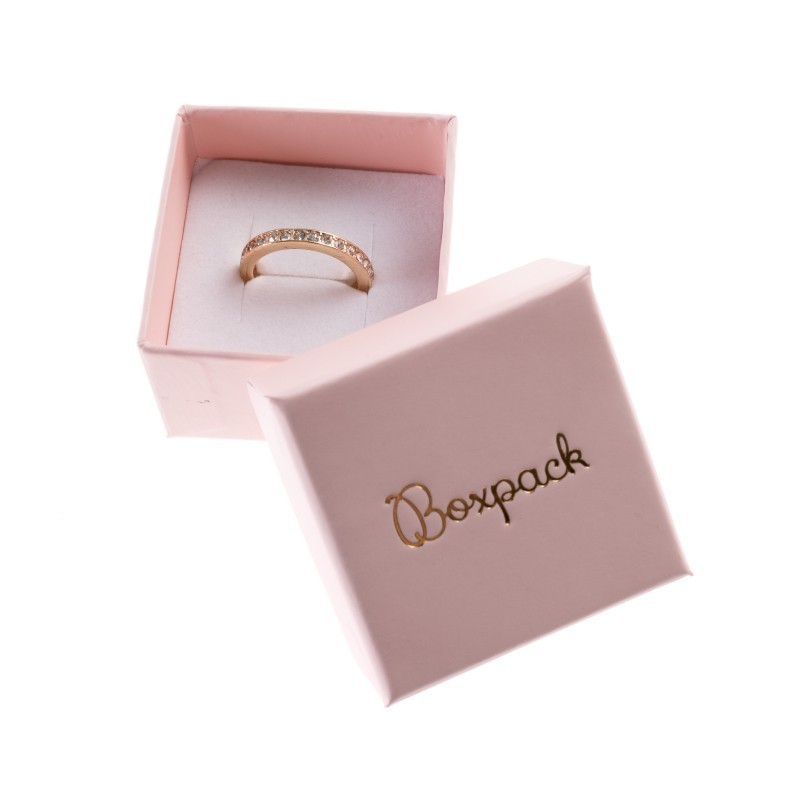 Caja de cartón para anillo o pendientes de joyería y bisutería color rosa cuarzo pi-42