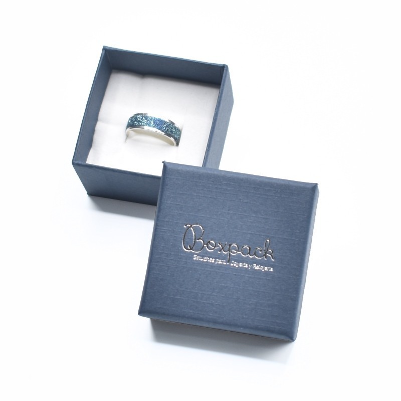 Caja de cartón para anillo o pendientes  51x51x33 mm color azul ep-42
