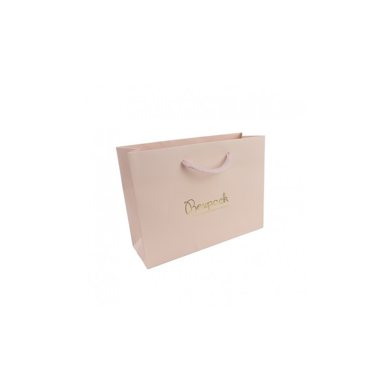 Bolsa de papel mate rosa cuarzo para joyería bisutería y relojería 200X150X70 mm B-MA-B-RC