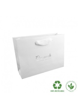 Bolsa de papel ecológica blanca mate  para joyería bisutería y relojería 200X150X70 mm E-B-MA-B
