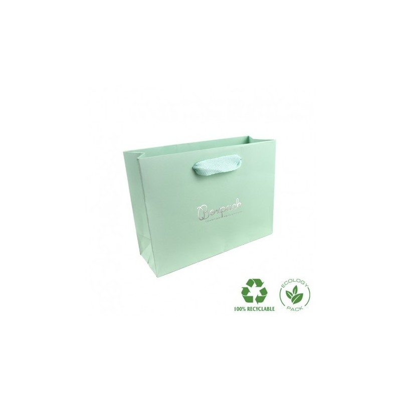 Bolsa de papel ecológica aguamarina mate para joyería bisutería y relojería 200X150X70 mm E-B-MA-AQ