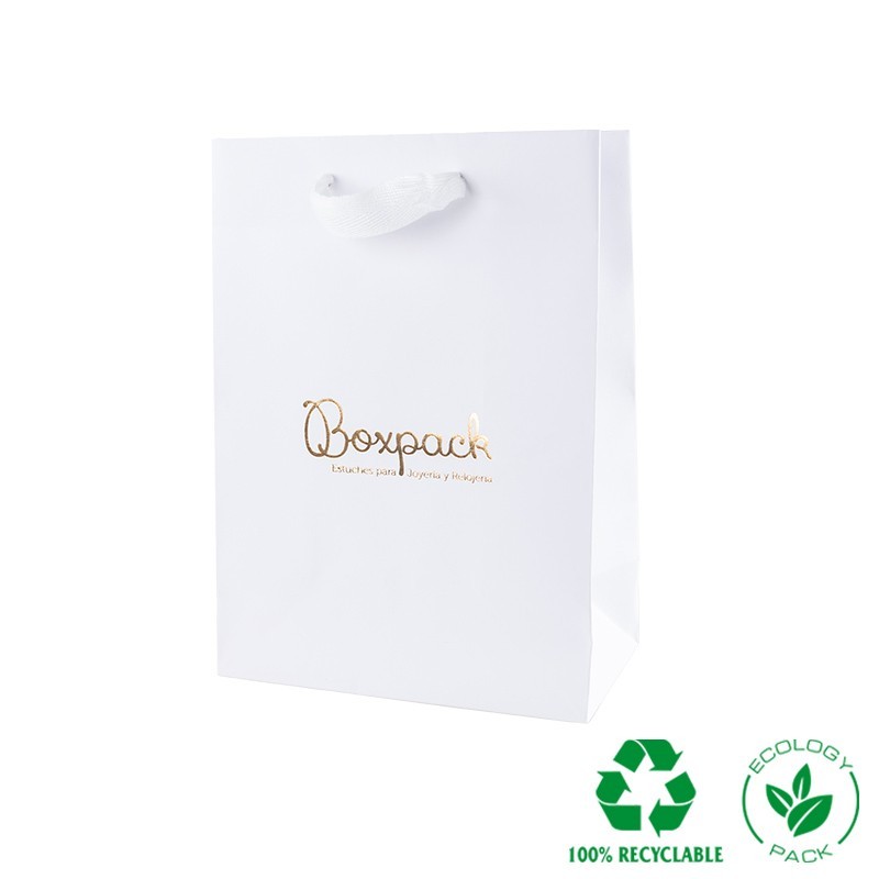 Bolsa de papel mate blanca para joyería bisutería y relojería 180x250x100 mm E-B-L-B