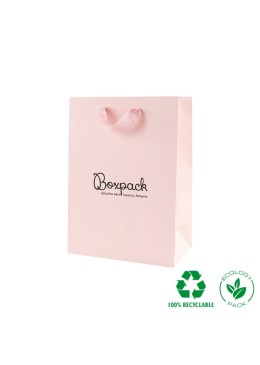 Bolsa de papel mate rosa cuarzo para joyería bisutería y relojería 180x250x100 mm E-B-L-RC