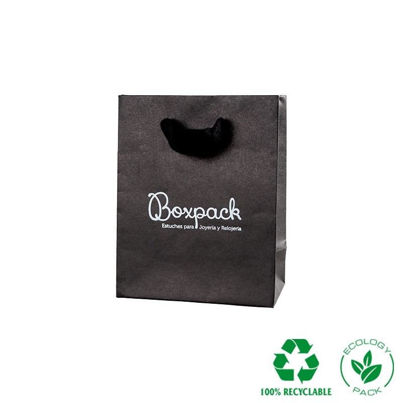Bolsa de papel mate negro para joyería bisutería y relojería 120x150x65 mm E-B-M-N
