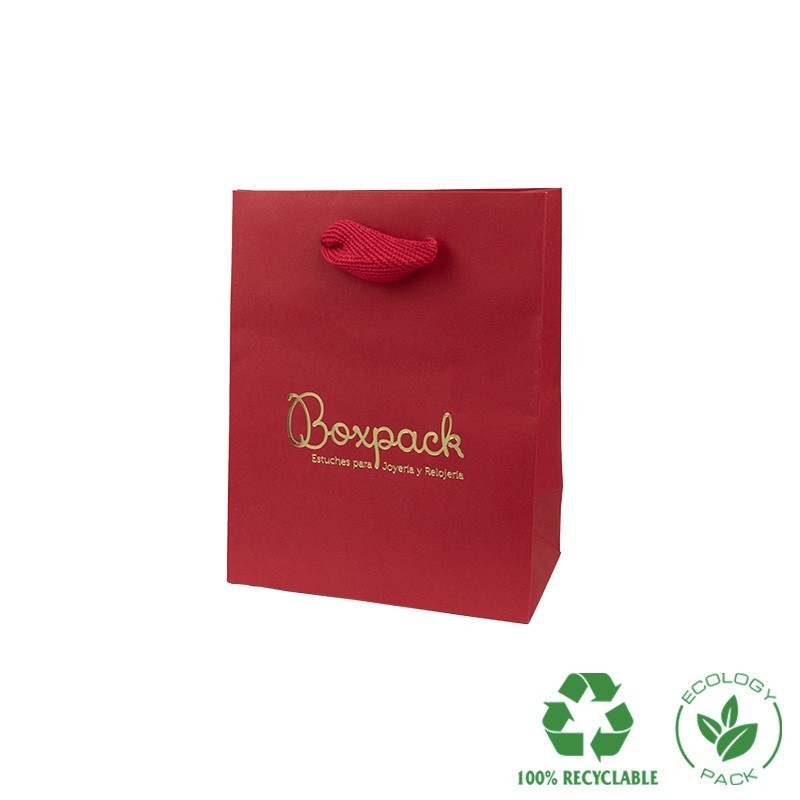 Bolsa de papel mate roja para joyería bisutería y relojería 120x150x65 mm E-B-M-R