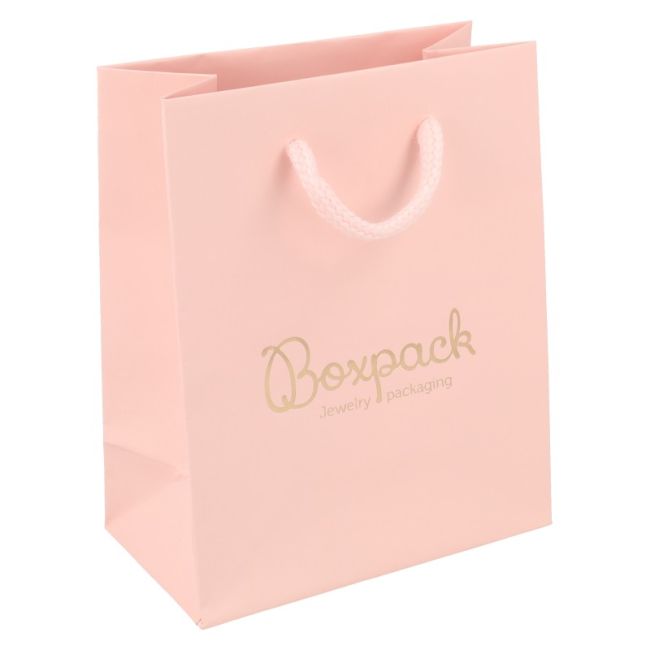 Bolsa de papel mate rosa para joyería bisutería y relojería 120x150x65 mm BMRS